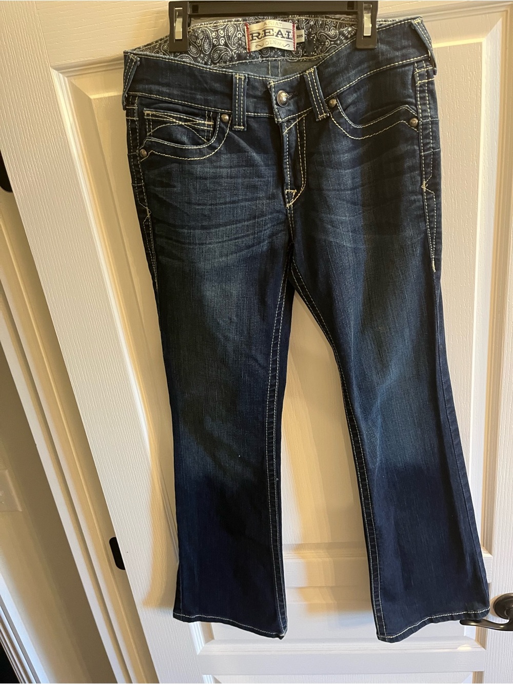 Ariat Real Denim Dark Wash Women's Jeans with paisley print waistband lining